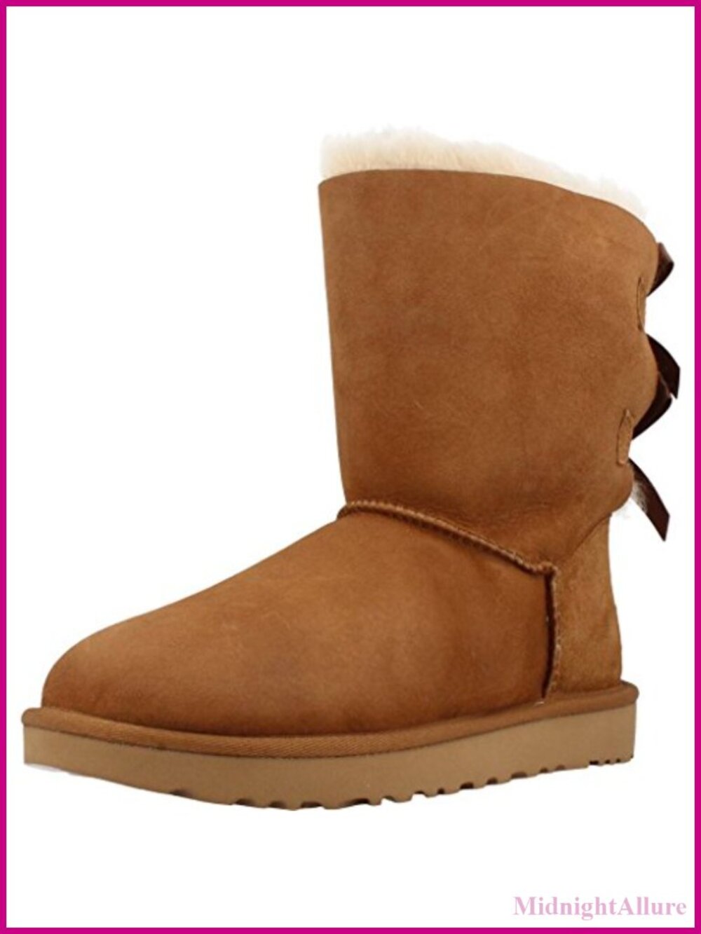 UGG Twinface Sheepskin Snow Boots with Fixed Satin Bow